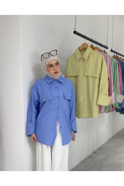 Grace Striped Top in Blue